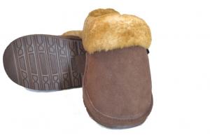 Deerfield Leathers Womens Sheepskin Slip-on Slippers Dark Brown