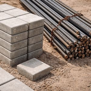 Block, Steel, Cement, Sand